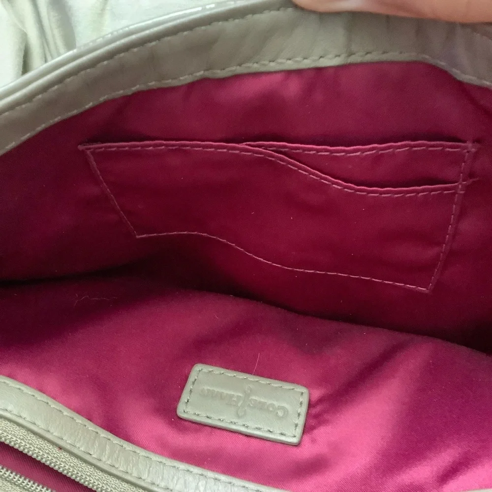 Cole Haan Brown Woven Vegan Patent Leather Clutch
